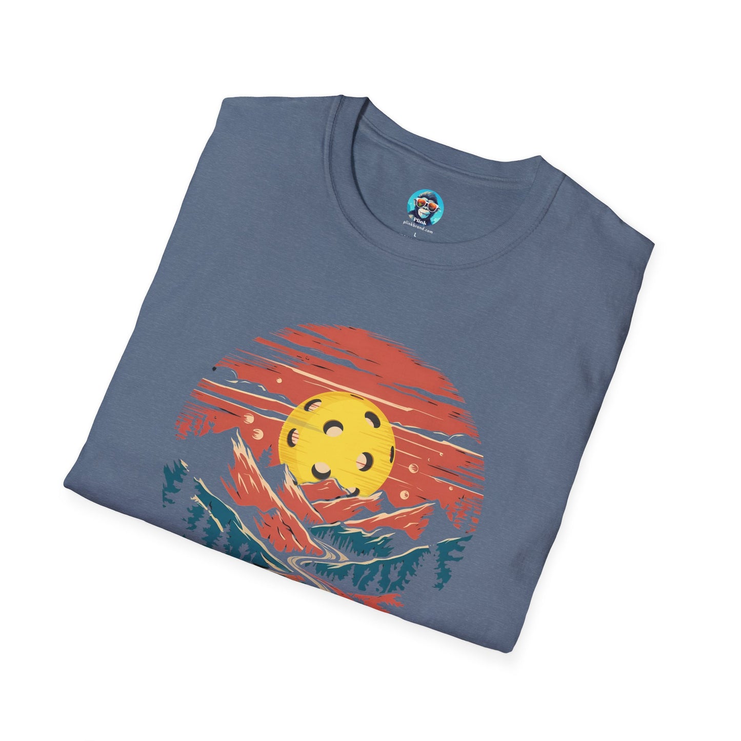 Pickleball Mountain Sunset: Unisex Softstyle T-Shirt