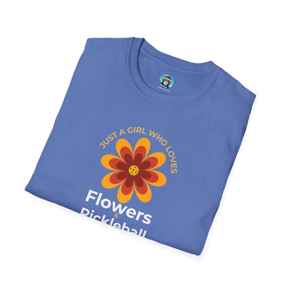 Flowers and Pickleball: Unisex Softstyle T-Shirt