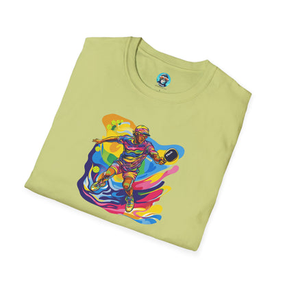 Colorful Pickleball Player: Unisex Softstyle T-Shirt