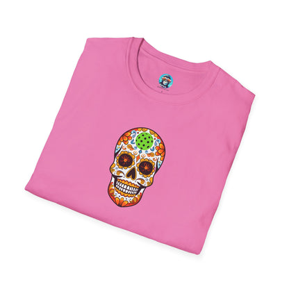 Day of the Dead Pickleball Skull: Unisex Softstyle T-Shirt