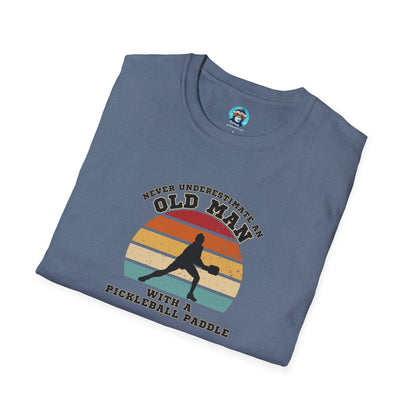 Old Man with a Pickleball Paddle: Unisex Softstyle T-Shirt