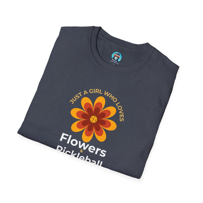 Flowers and Pickleball: Unisex Softstyle T-Shirt