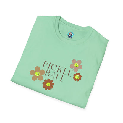 Pickleball Retro Flowers: Unisex Softstyle T-Shirt