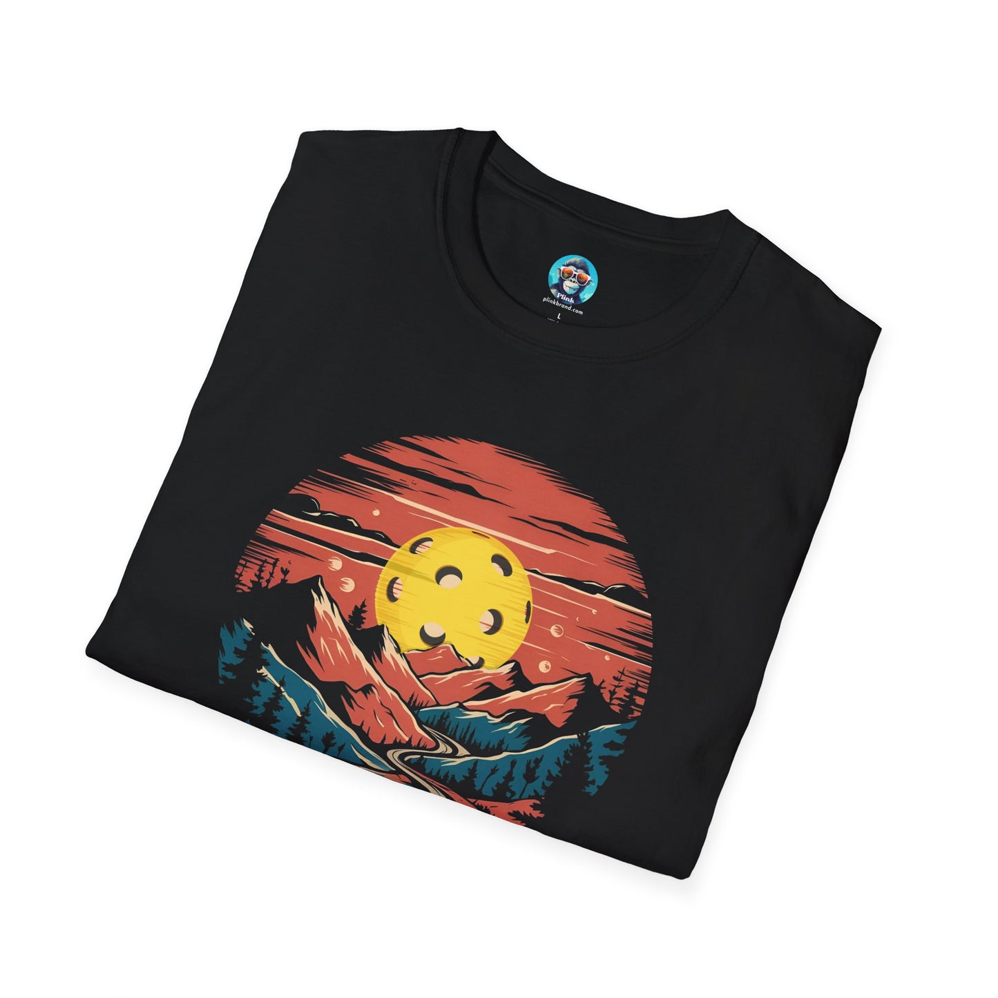 Pickleball Mountain Sunset: Unisex Softstyle T-Shirt