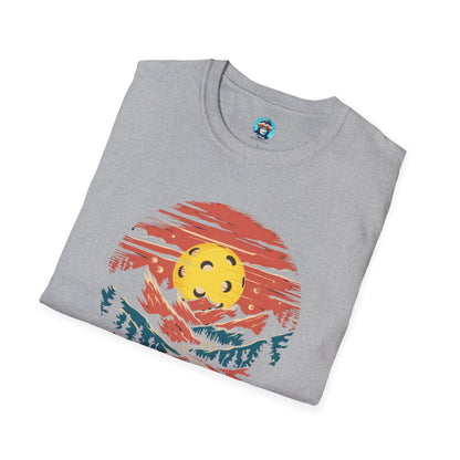 Pickleball Mountain Sunset: Unisex Softstyle T-Shirt