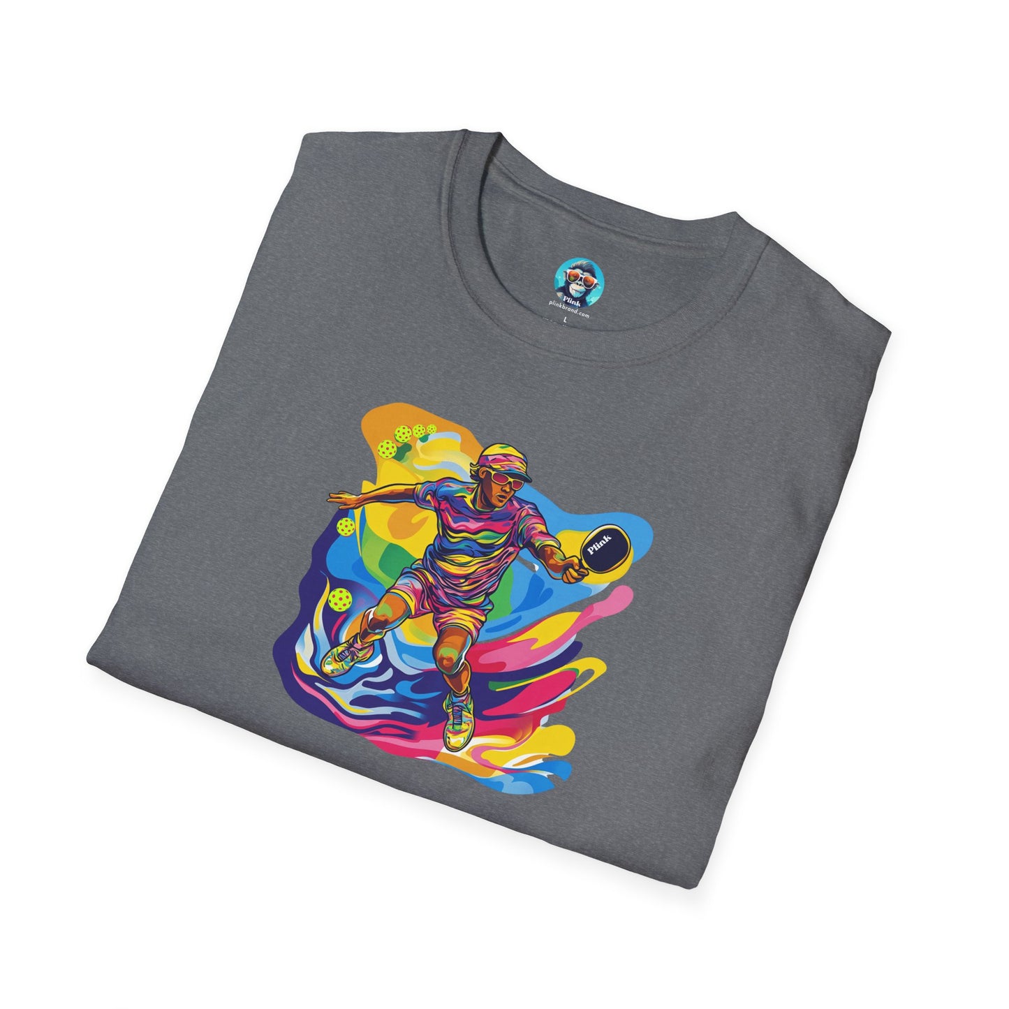 Colorful Pickleball Player: Unisex Softstyle T-Shirt