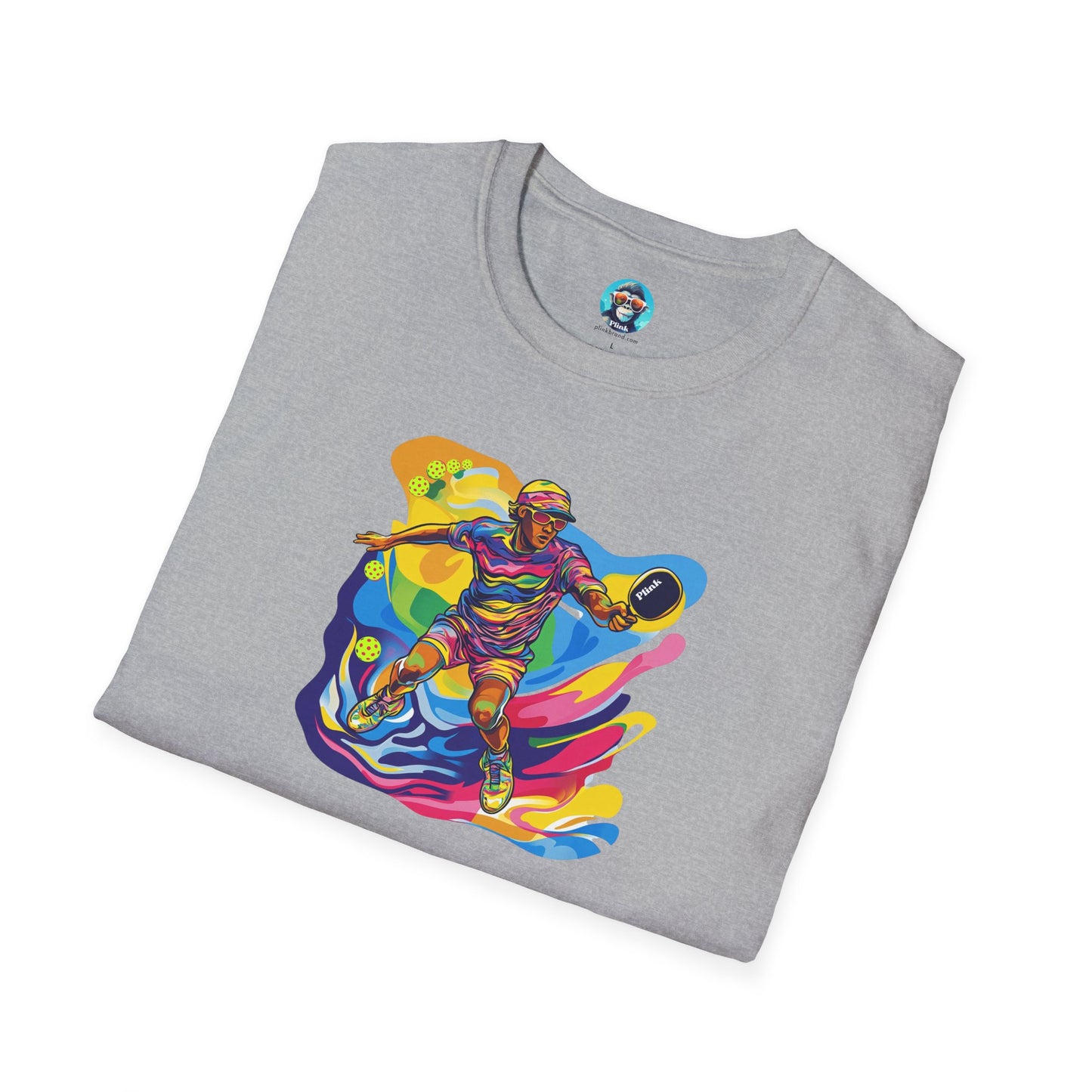 Colorful Pickleball Player: Unisex Softstyle T-Shirt