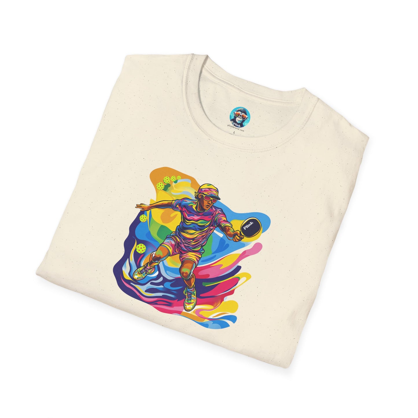 Colorful Pickleball Player: Unisex Softstyle T-Shirt