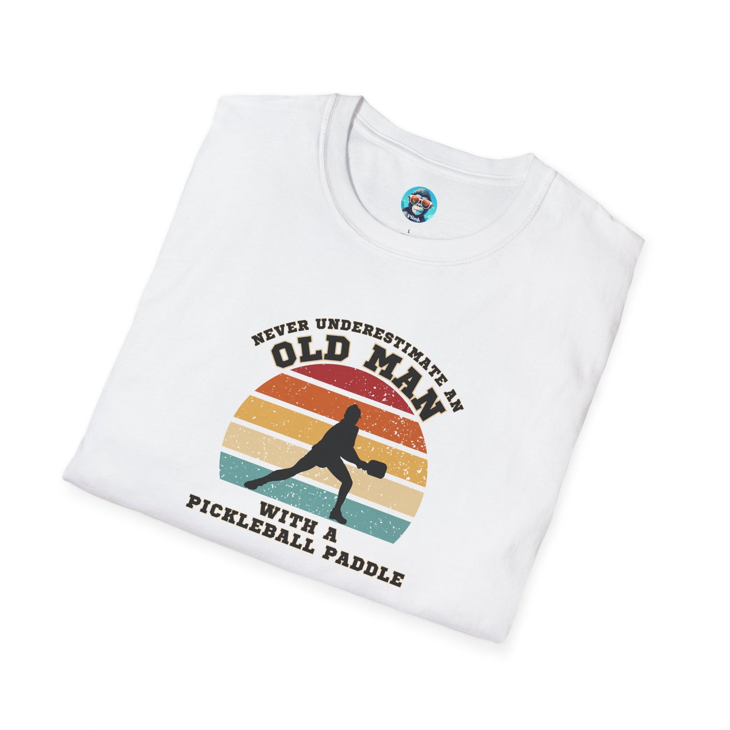 Old Man with a Pickleball Paddle: Unisex Softstyle T-Shirt