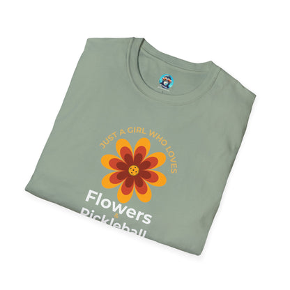 Flowers and Pickleball: Unisex Softstyle T-Shirt