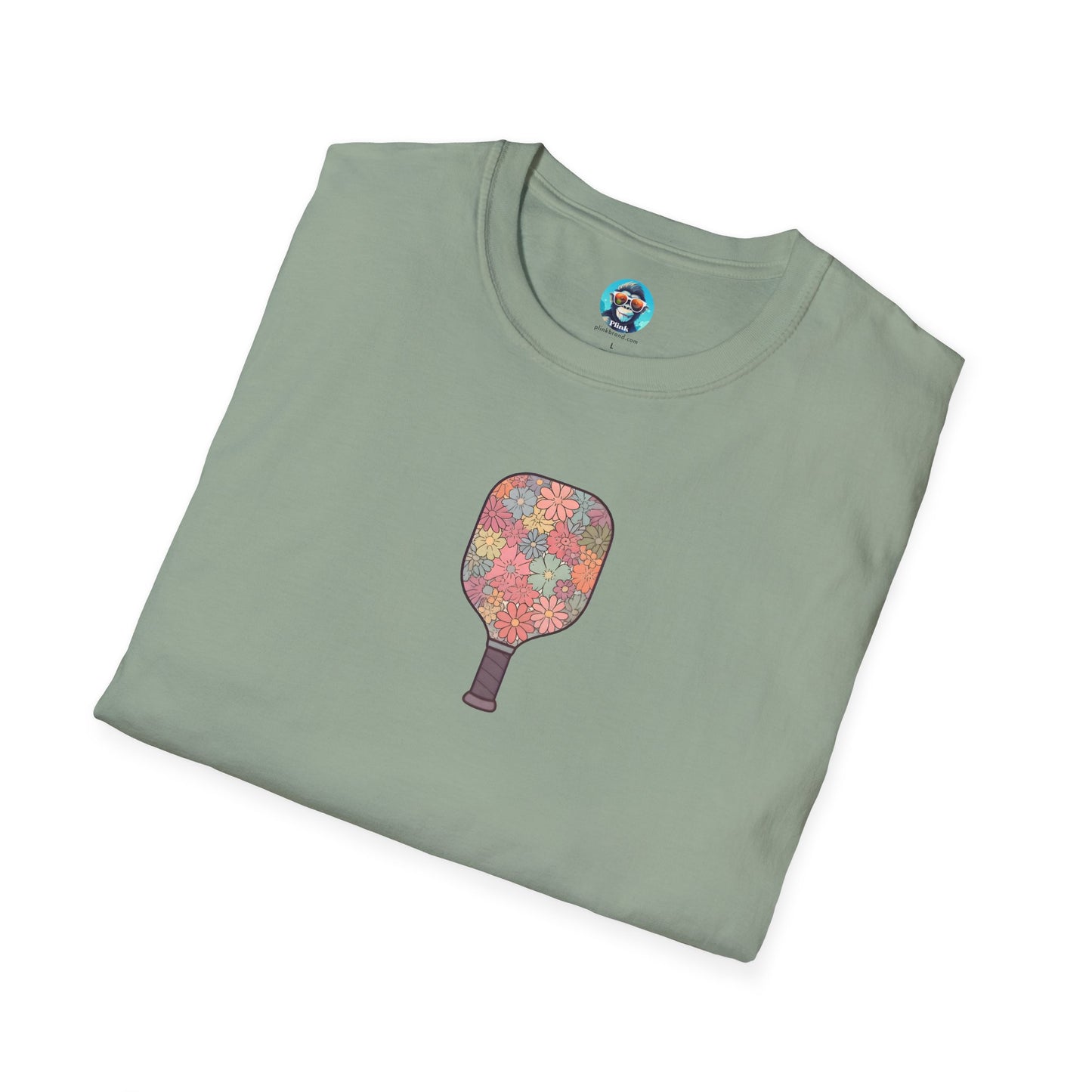 Flower Pickleball Paddle: Unisex Softstyle T-Shirt