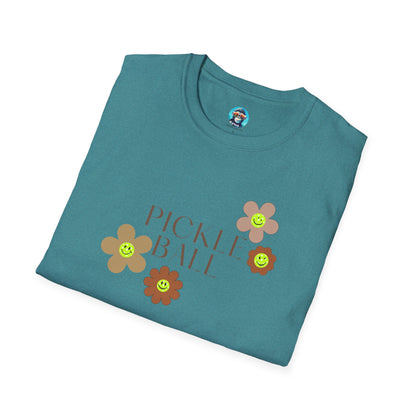 Pickleball Retro Flowers: Unisex Softstyle T-Shirt