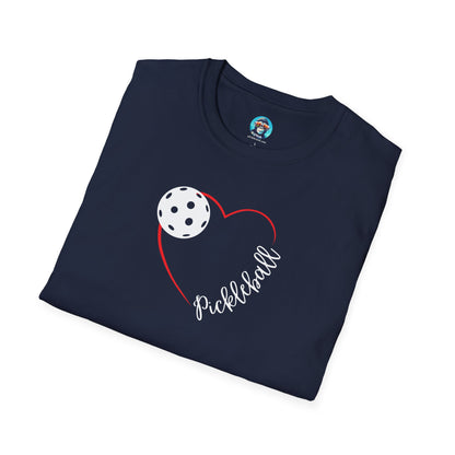 Red Pickleball Heart: Unisex Softstyle T-Shirt