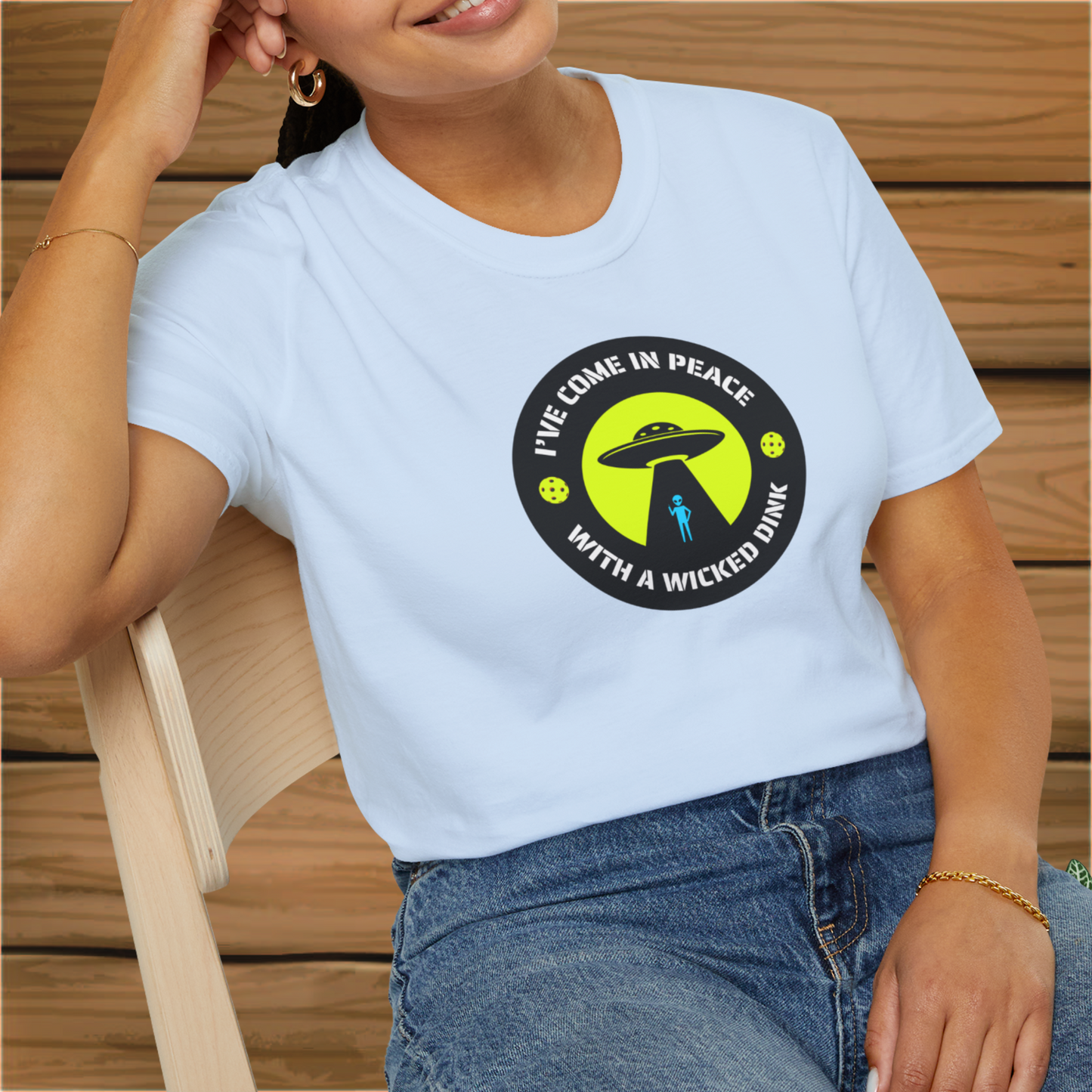 UFO Peace - Pickleball Unisex Softstyle T-Shirt