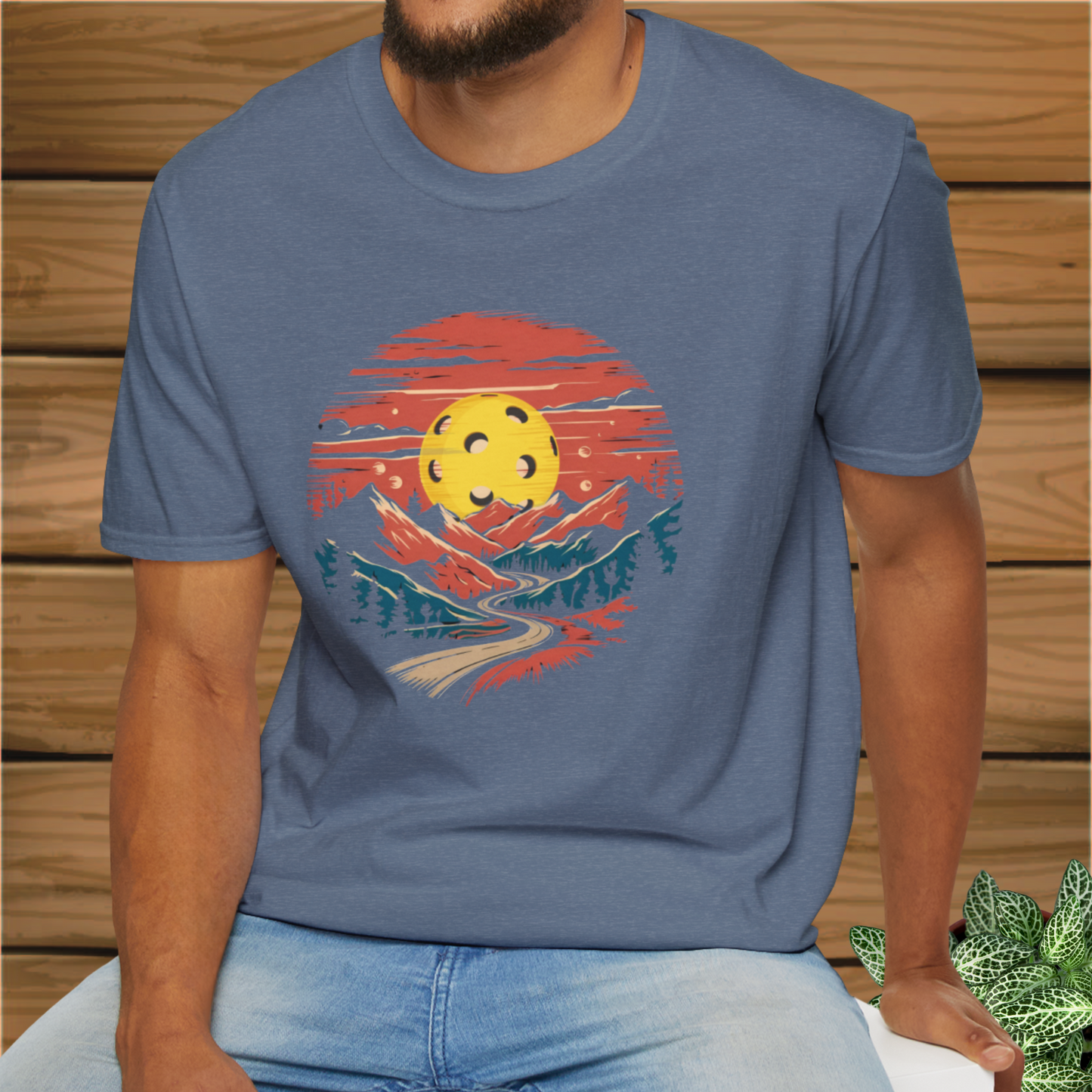 Pickleball Mountain Sunset: Unisex Softstyle T-Shirt