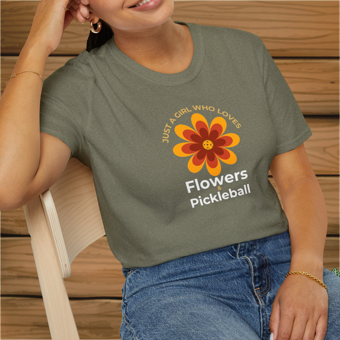 Flowers and Pickleball: Unisex Softstyle T-Shirt