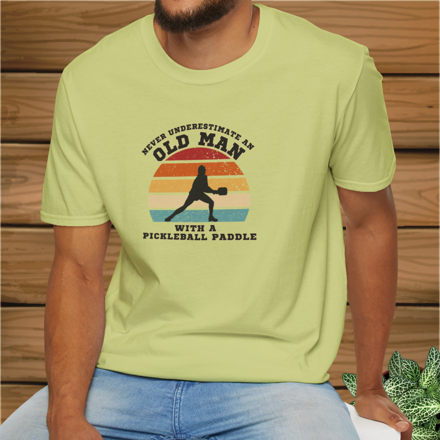 Old Man with a Pickleball Paddle: Unisex Softstyle T-Shirt