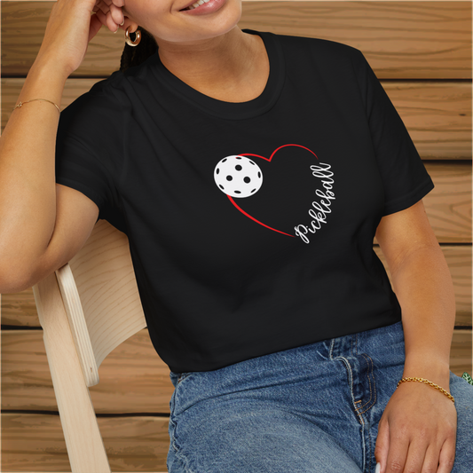 Red Pickleball Heart: Unisex Softstyle T-Shirt