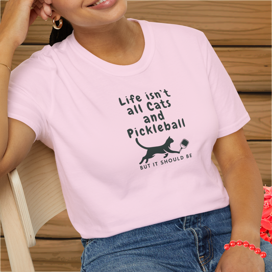 Cats and Pickleball: Unisex Softstyle T-Shirt