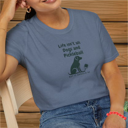 Dogs and Pickleball: Unisex Softstyle T-Shirt