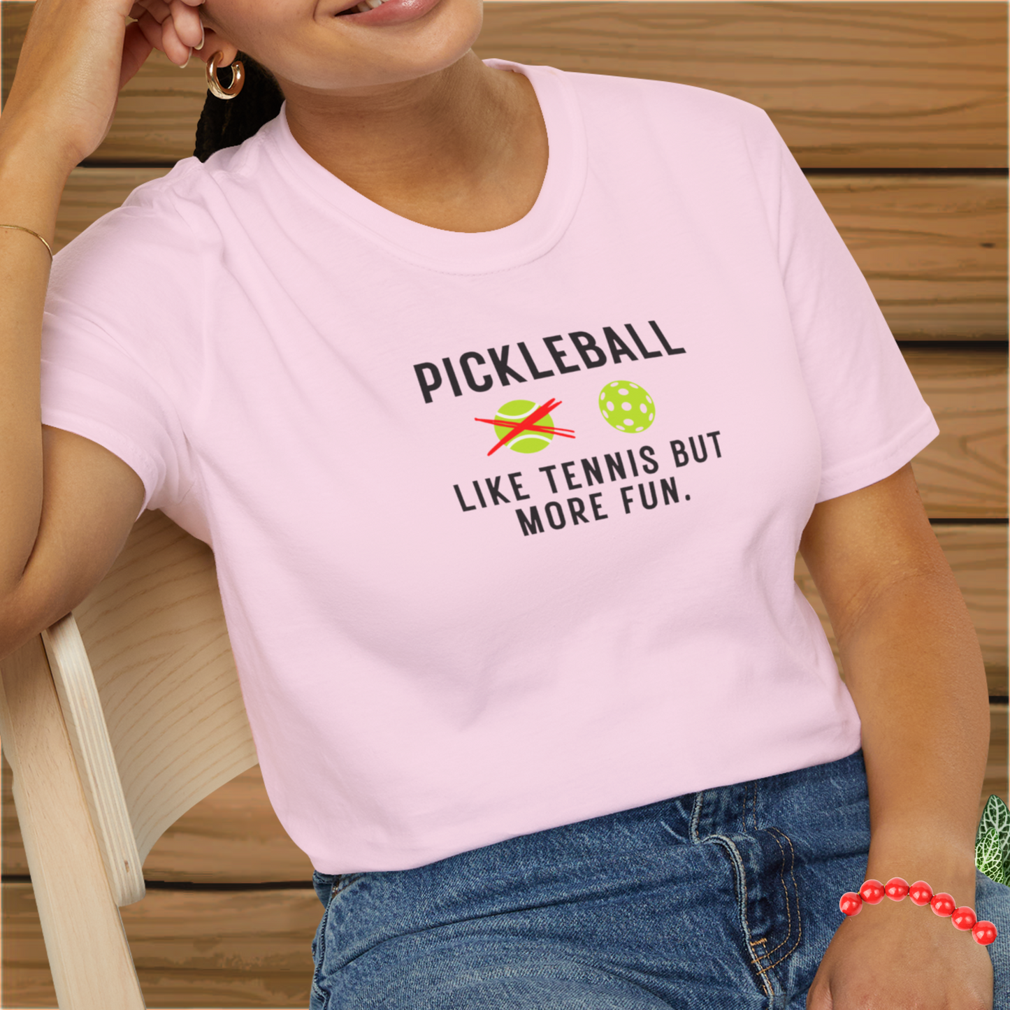 Like Tennis But More Fun: Pickleball Unisex Softstyle T-Shirt