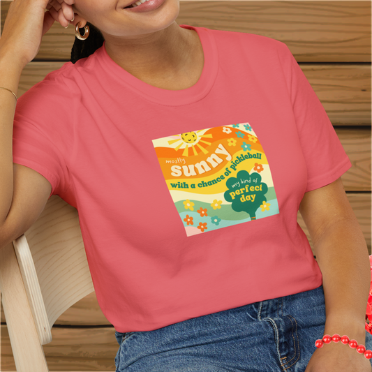 Mostly Sunny With a Chance of Pickleball: Unisex Softstyle T-Shirt