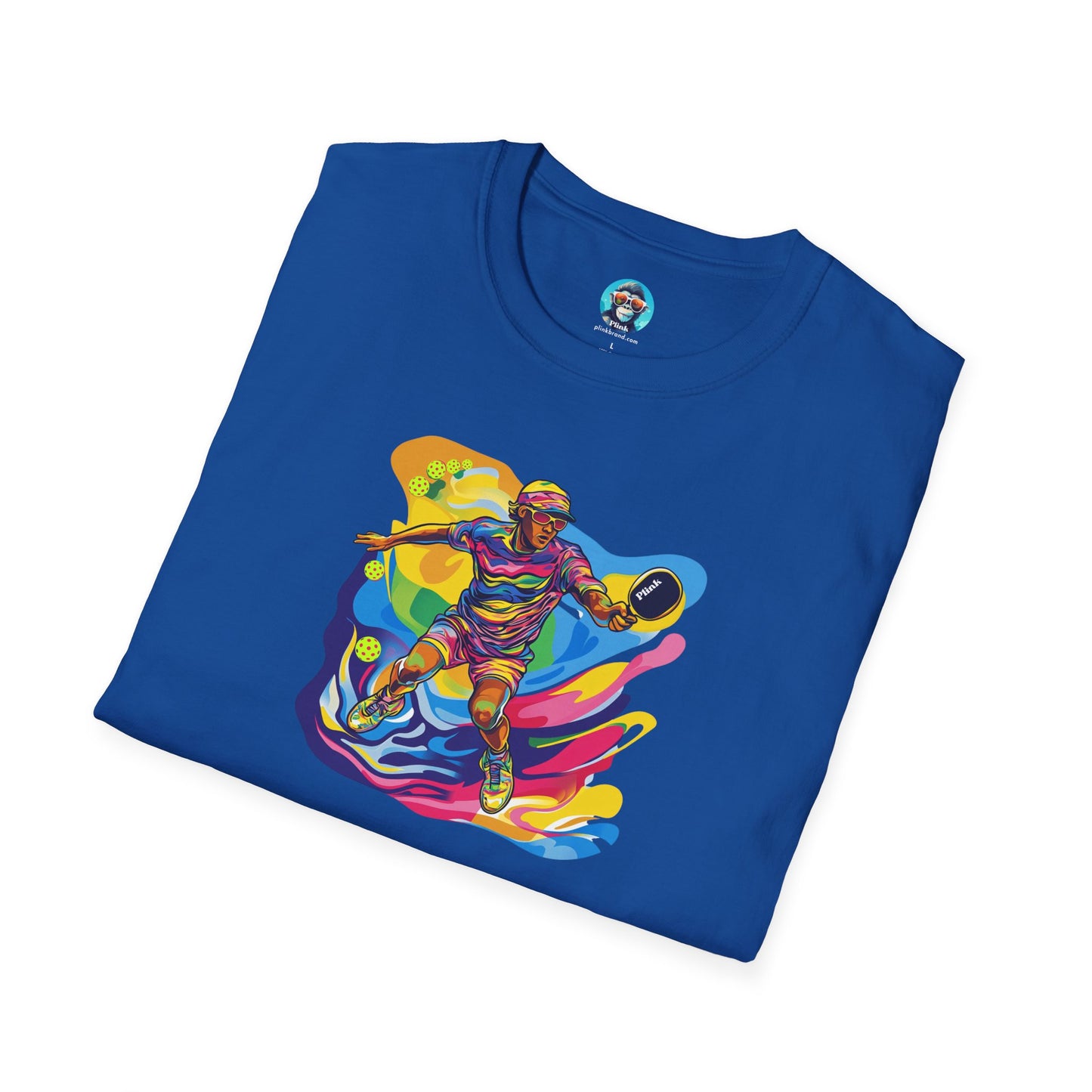 Colorful Pickleball Player: Unisex Softstyle T-Shirt