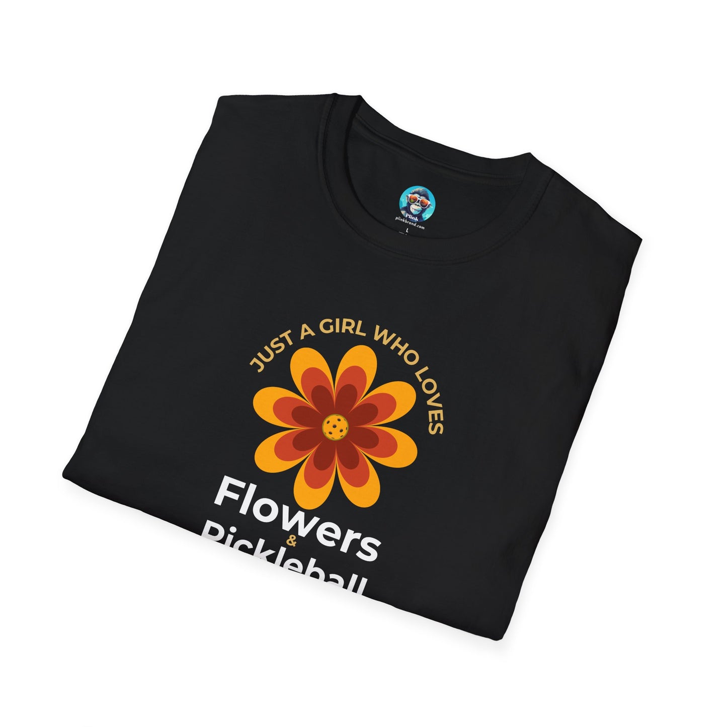 Flowers and Pickleball: Unisex Softstyle T-Shirt