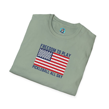 Freedom to Play Pickleball All Day: Unisex Softstyle T-Shirt