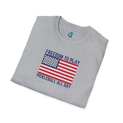 Freedom to Play Pickleball All Day: Unisex Softstyle T-Shirt