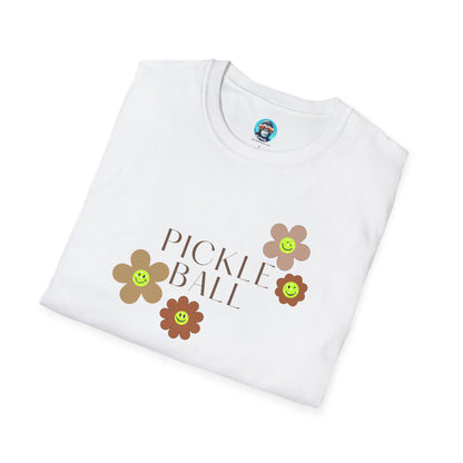 Pickleball Retro Flowers: Unisex Softstyle T-Shirt