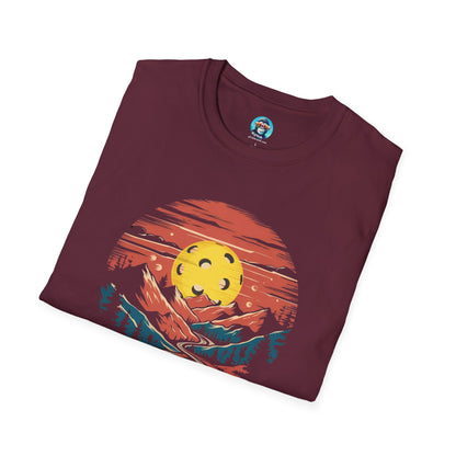 Pickleball Mountain Sunset: Unisex Softstyle T-Shirt