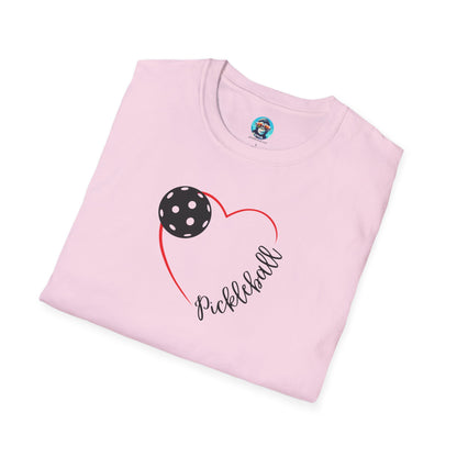 Red Pickleball Heart: Unisex Softstyle T-Shirt