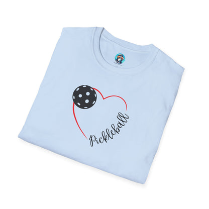 Red Pickleball Heart: Unisex Softstyle T-Shirt