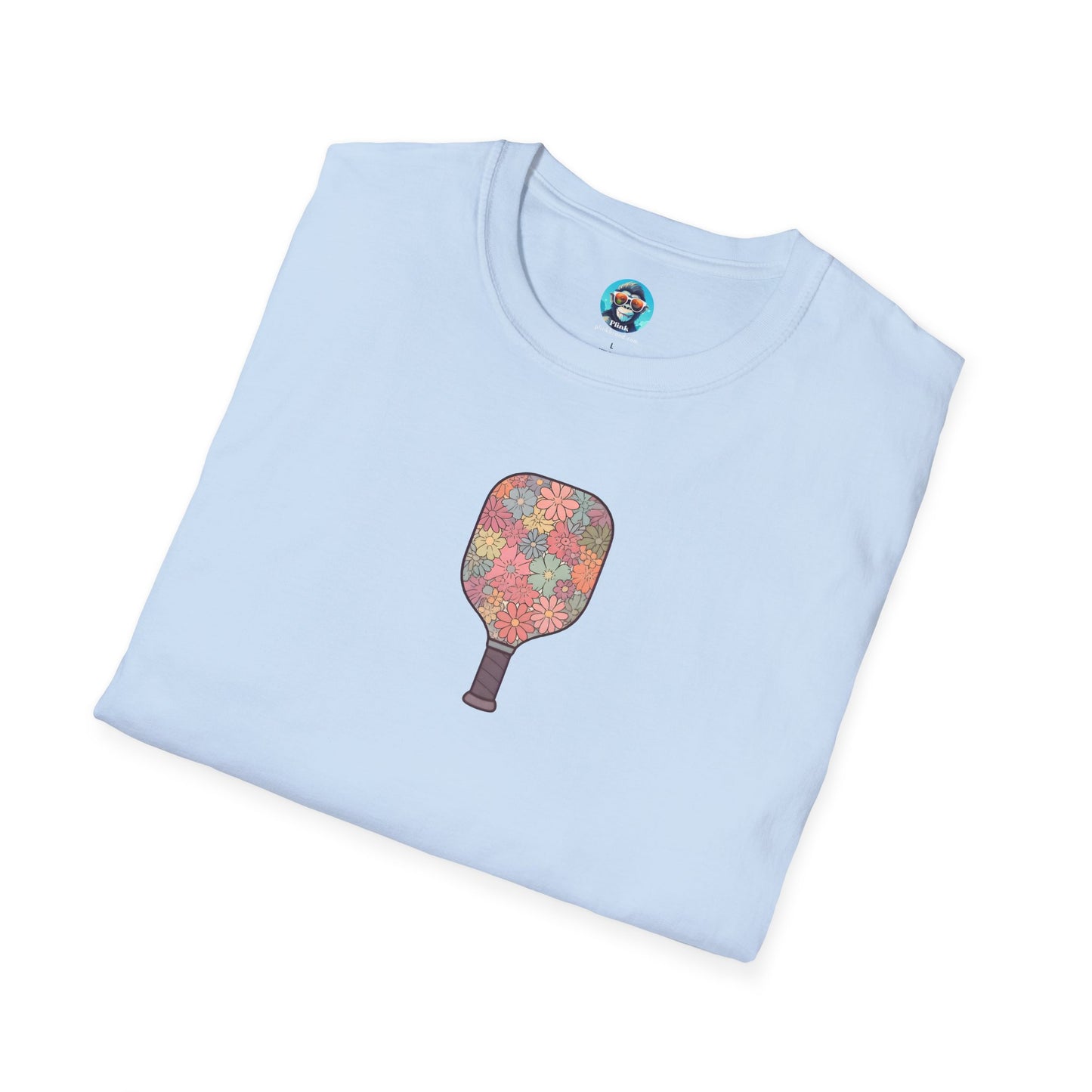 Flower Pickleball Paddle: Unisex Softstyle T-Shirt