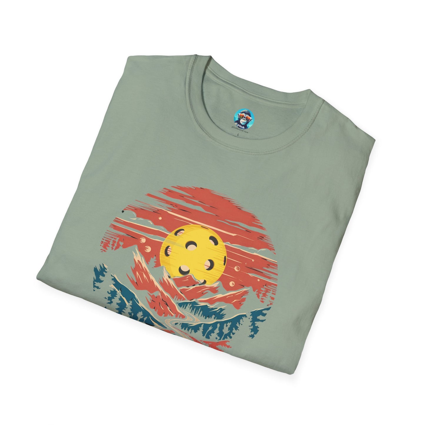 Pickleball Mountain Sunset: Unisex Softstyle T-Shirt