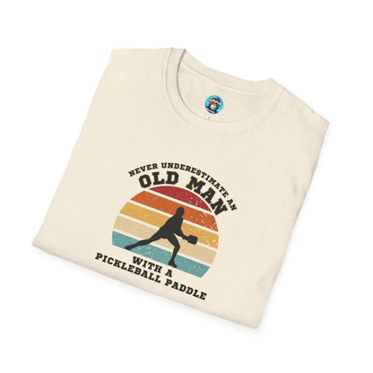 Old Man with a Pickleball Paddle: Unisex Softstyle T-Shirt