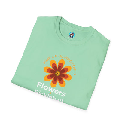 Flowers and Pickleball: Unisex Softstyle T-Shirt